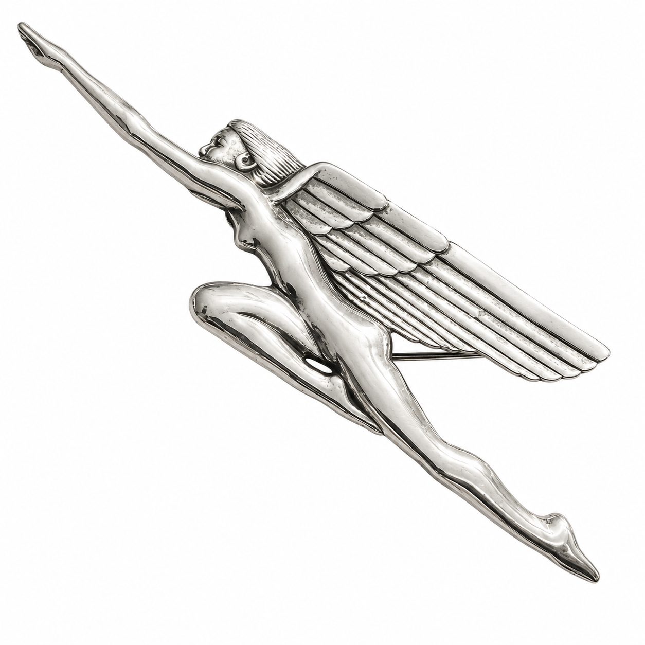 Art Deco Sterling Winged Figure Brooch (Circa 1930)