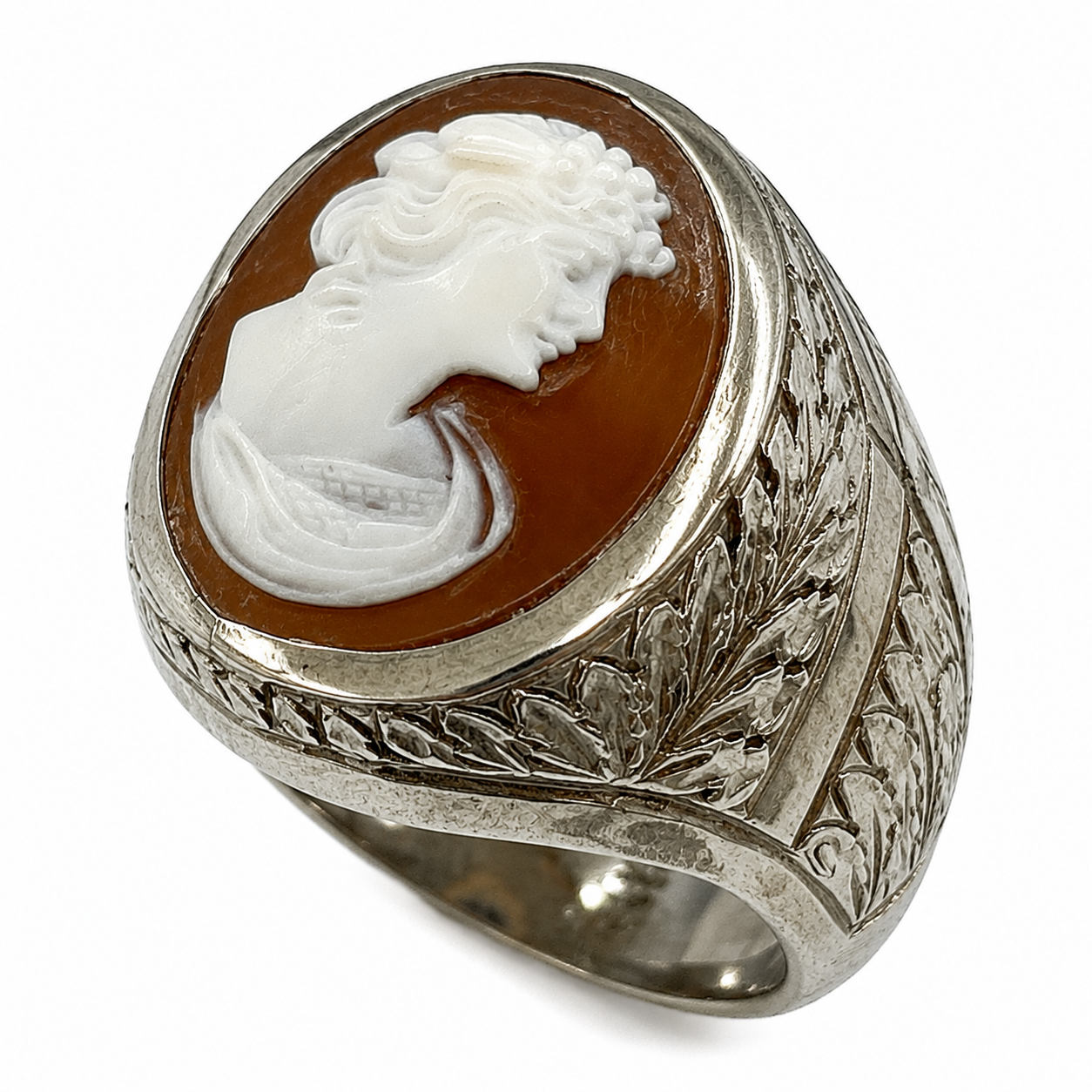 Italian 925 Silver Cameo Signet Ring (Circa 1950)