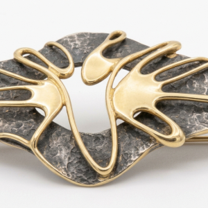 Mid-Century Brutalist Gold and Silver Freeform Brooch