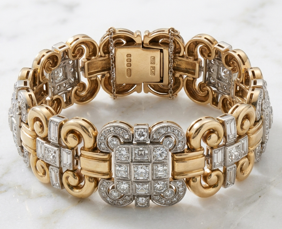 Diamond & Gold Articulated Link Bracelet